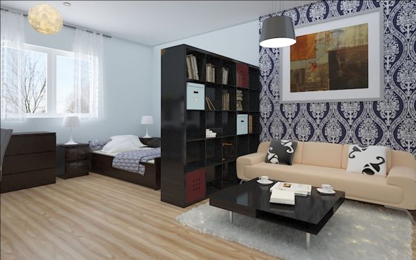 Division de la chambre en zones par couleur de papier peint