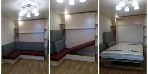 Case-lit avec un canapé dans le salon