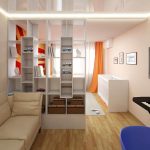 A combinação de um quarto com uma sala de estar
