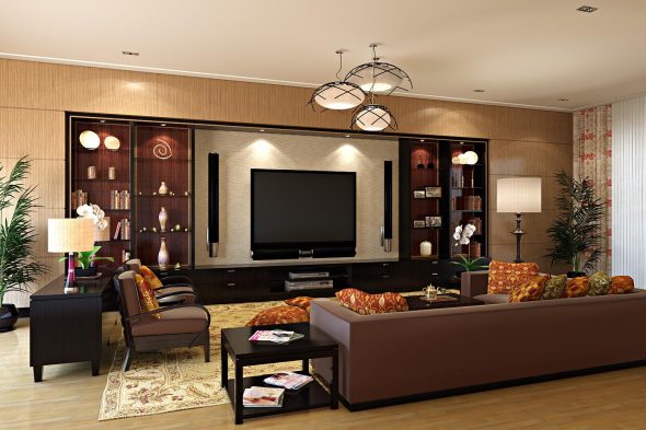 mobilier design en bois dans le salon