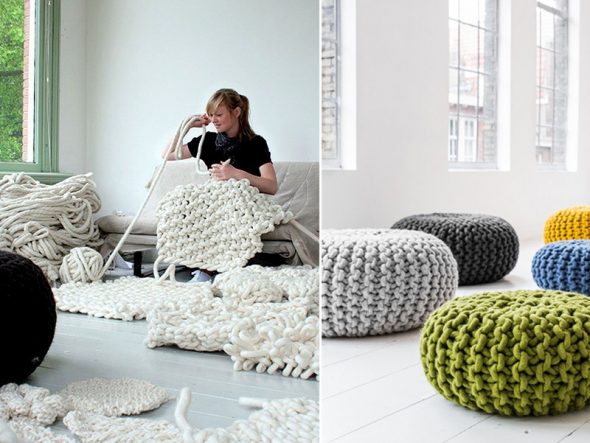 pouf à tricoter