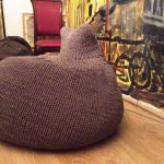 pouf tricoté avec oreilles