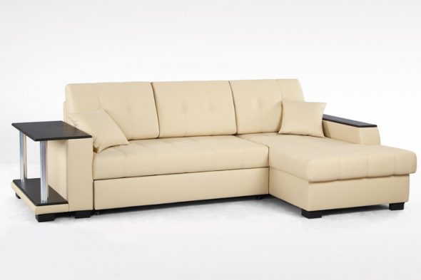 sofá cama de canto bege