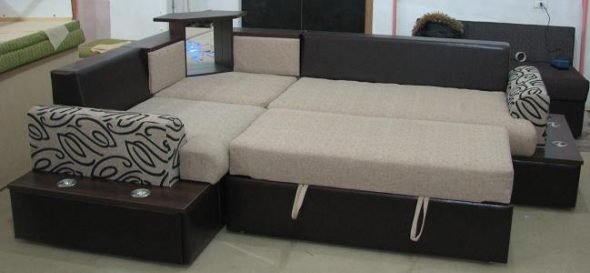 sofá-cama de canto iluminado Olympus