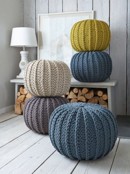 poufs tricotés sans dos