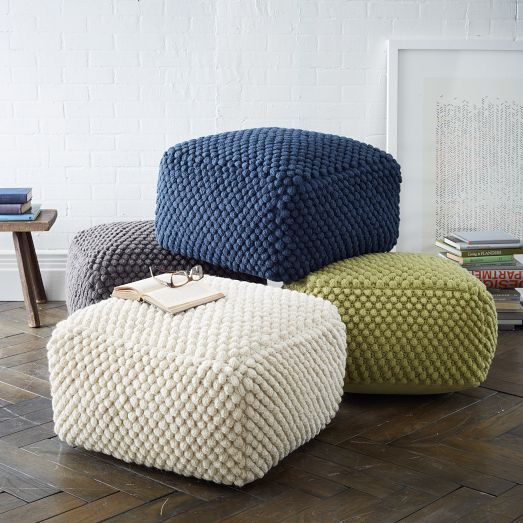 cubes de pouf tricotés