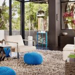 pouf tricoté bleu