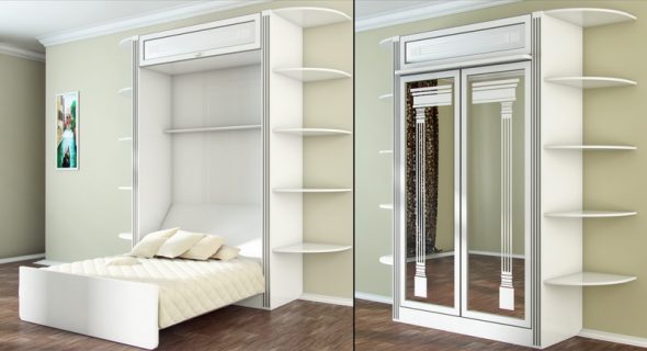 lit armoire avec miroir