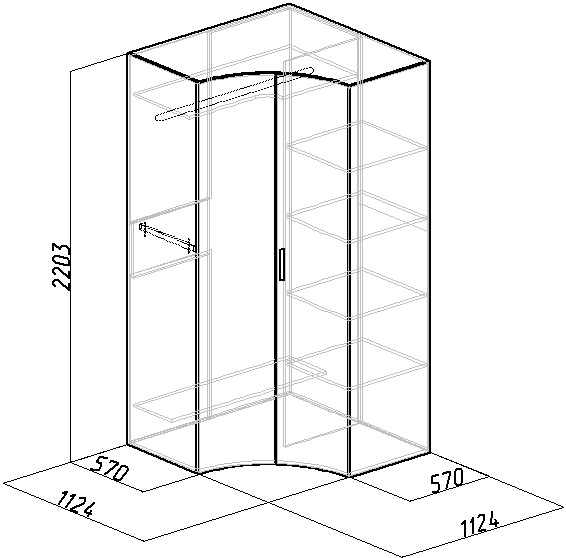 Layout dell'armadio angolare