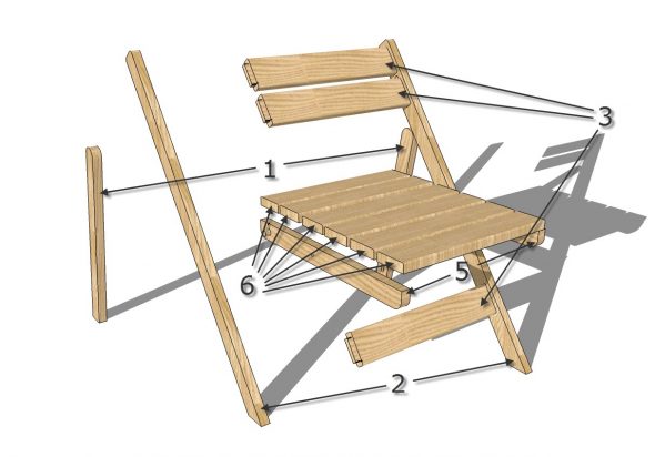 Chaise pliante avec dossier de leurs propres mains