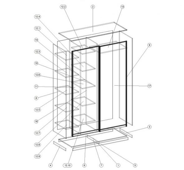 compartiment de corps d'armoire - assemblage de shema