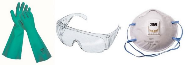 respirateur de gants de lunettes