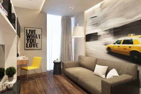 décoration de la chambre avec un canapé