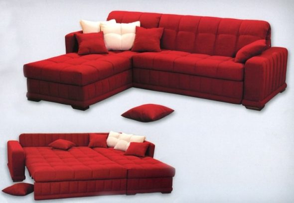 canapé pliant en rouge