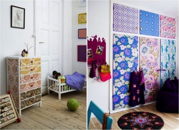 armoire décorée en tissu