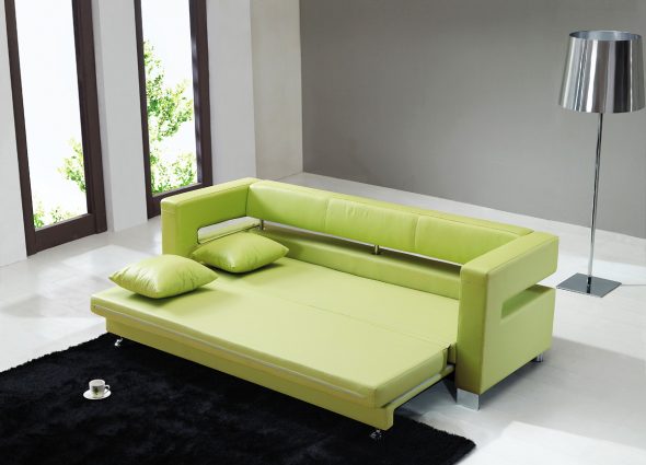 canapé en cuir vert