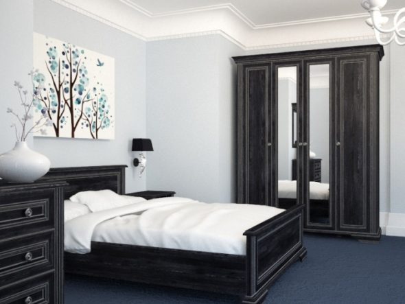 Mobilier noir à l'intérieur de la chambre