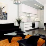 Mobilier noir en combinaison avec des taches de couleurs vives