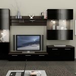 Meubles modulaires noirs dans le salon