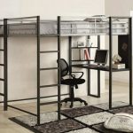 Lit superposé en métal pour adultes avec espace de travail