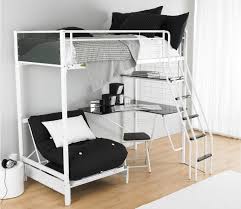 Lit superposé métallique pour adultes avec bureau et chaise