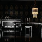 Mobilier art-déco argent-noir dans la salle à manger