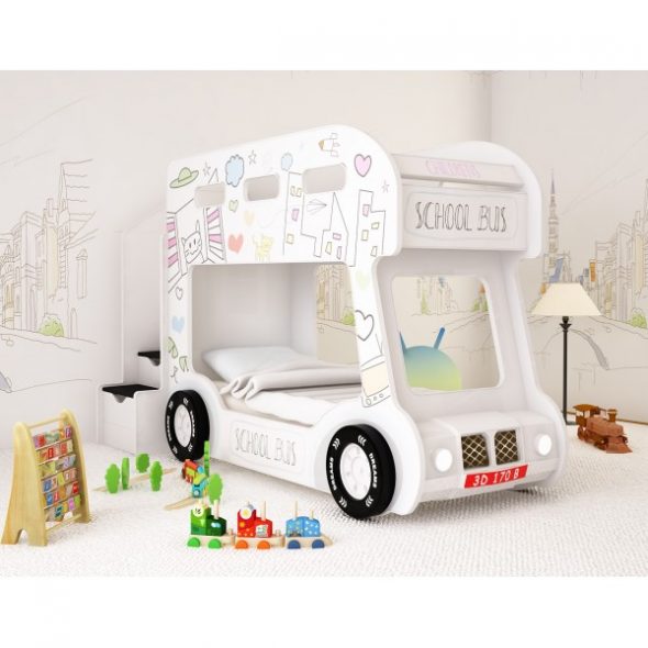 lit superposé bus blanc