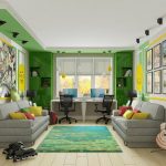 intérieur jaune-vert de la pépinière
