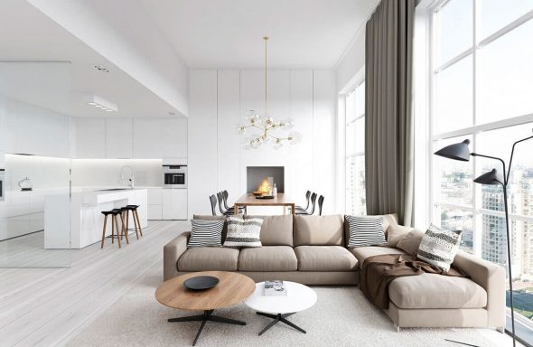 intérieur du salon blanc