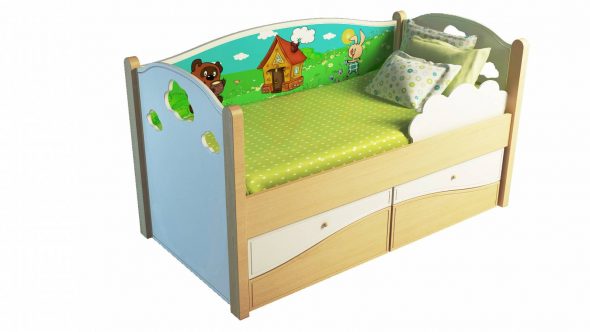 Lit bébé avec des côtés en design
