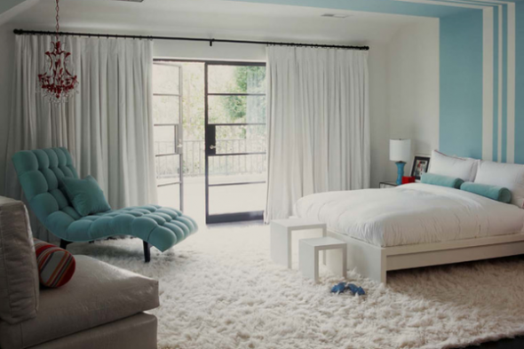 chambre design blanc bleu