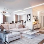 mobilier blanc aux couleurs chaudes