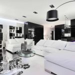 mobilier blanc à l'intérieur noir et blanc