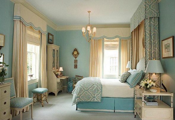 chambre blanche-bleue