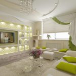 mobilier blanc avec vert