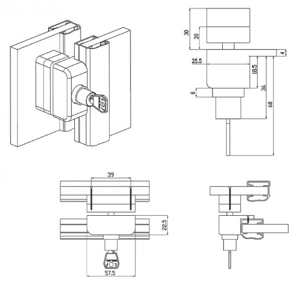 Serrure pour placards et portes coulissantes