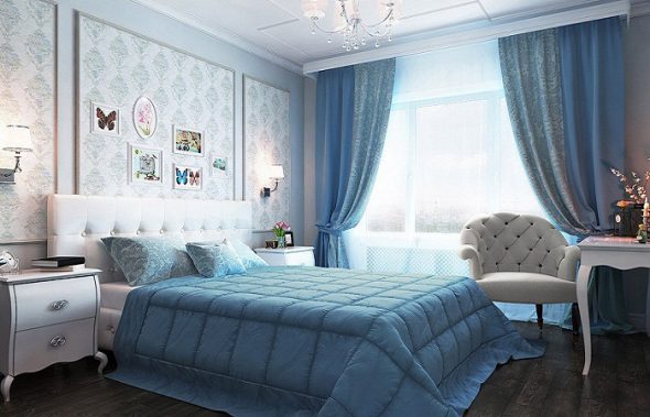 chambre blanche-bleue