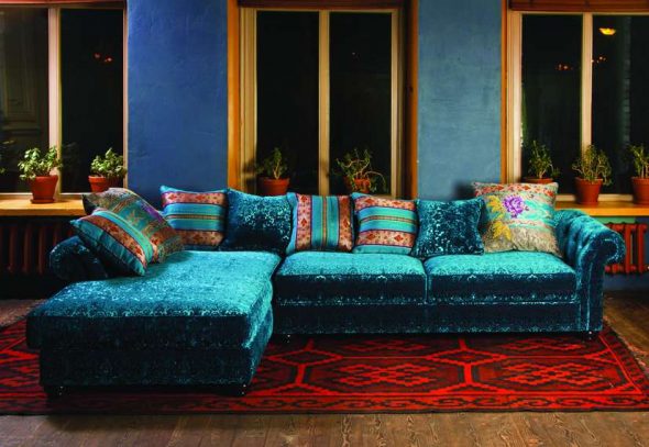 canapé turquoise style indien
