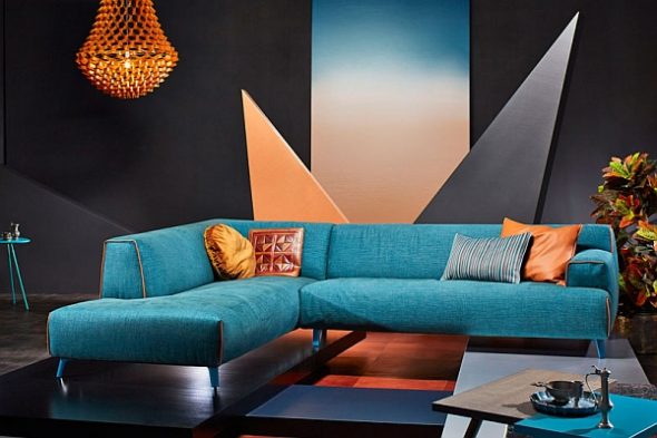 canapé turquoise moderne