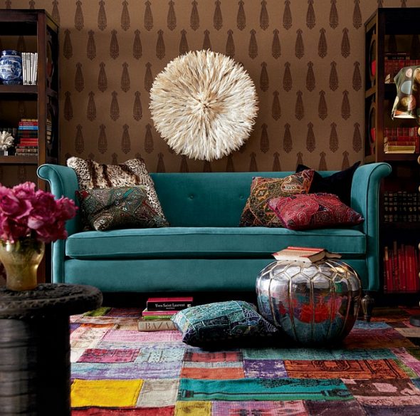 canapé turquoise style oriental