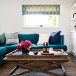 canapé design salon turquoise
