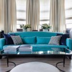 canapé turquoise salon intérieur