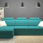 canapé turquoise d'angle