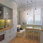 canapé dans la cuisine de style scandinave