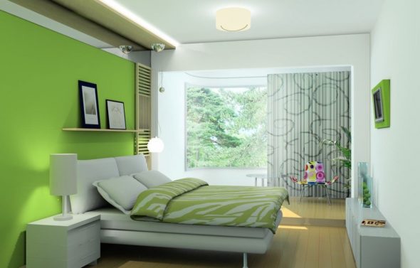 chambre blanc-vert