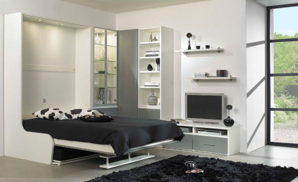 lit pliant noir et blanc
