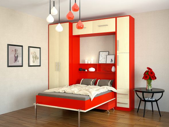 lit pliant en rouge
