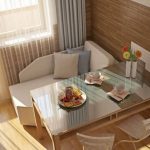 Cuisine design de 12 mètres carrés avec un canapé