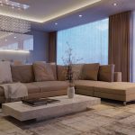 canapé marron dans le salon luxueux