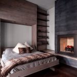 lit photo de chambre en bois